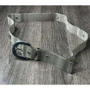 Vintage Women's Metal Mesh Belt Silver Tone 37in Butterfly Accents Flexible